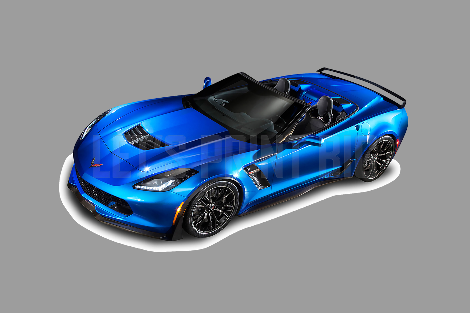 Car Art Blue Corvette Convertible Wall Decal