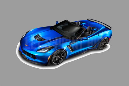 Car Art Blue Corvette Convertible Wall Decal