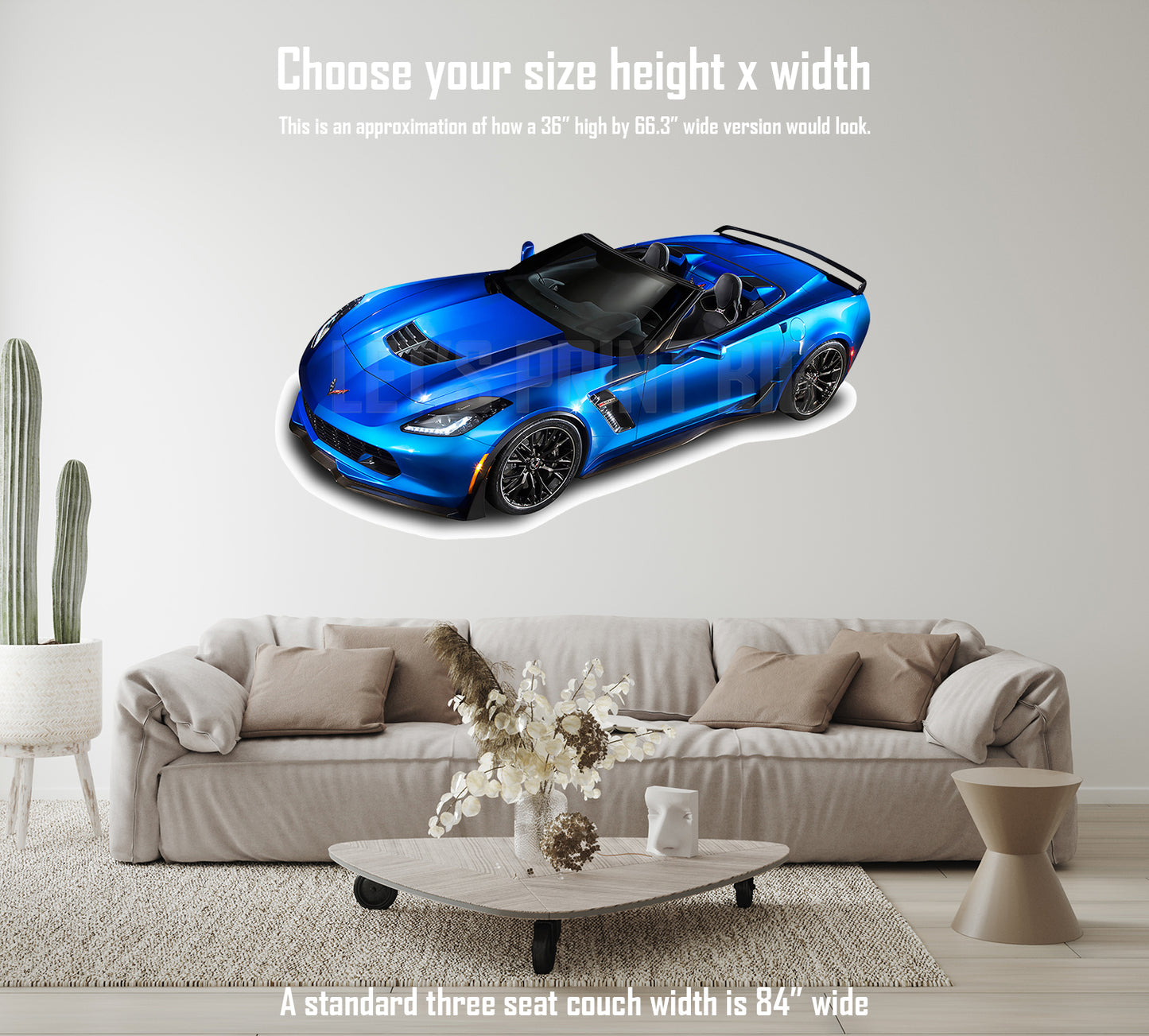 Car Art Blue Corvette Convertible Wall Decal