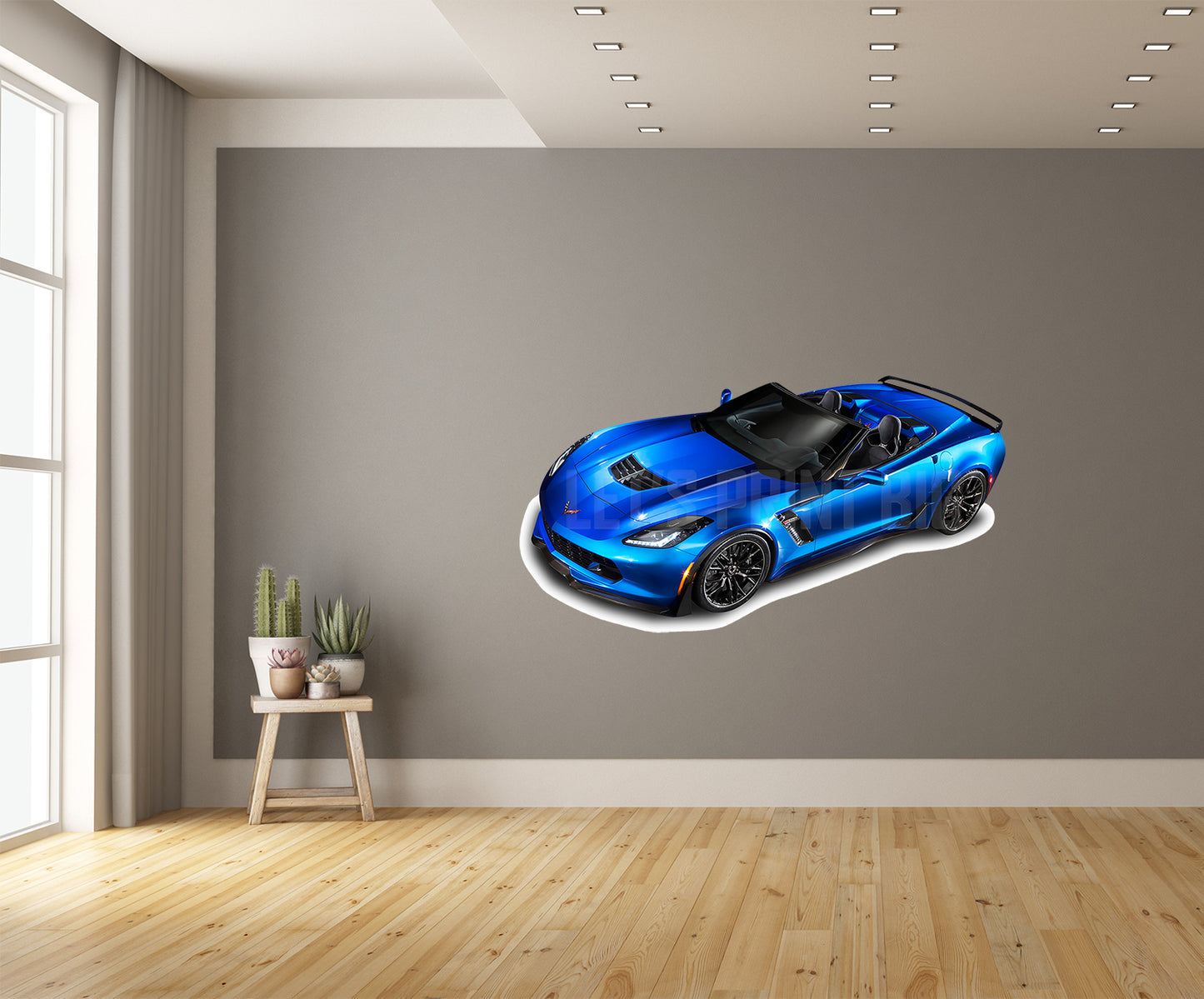 Car Art Blue Corvette Convertible Wall Decal