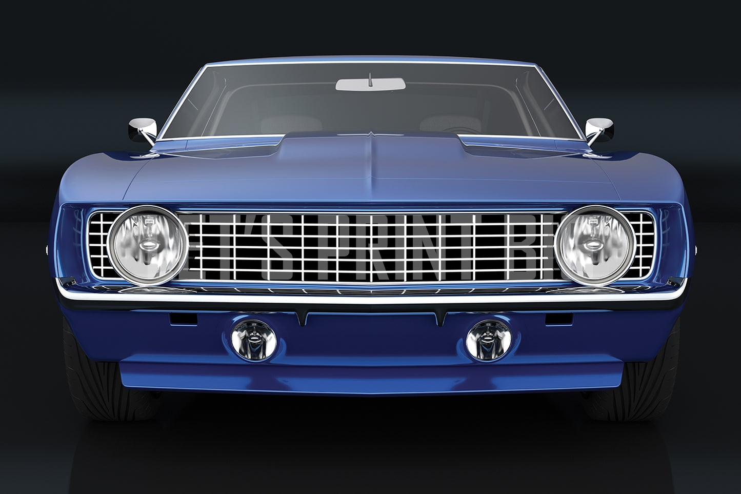 Car Art Blue Front Wall Mural
