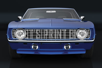 Car Art Blue Front Wall Mural