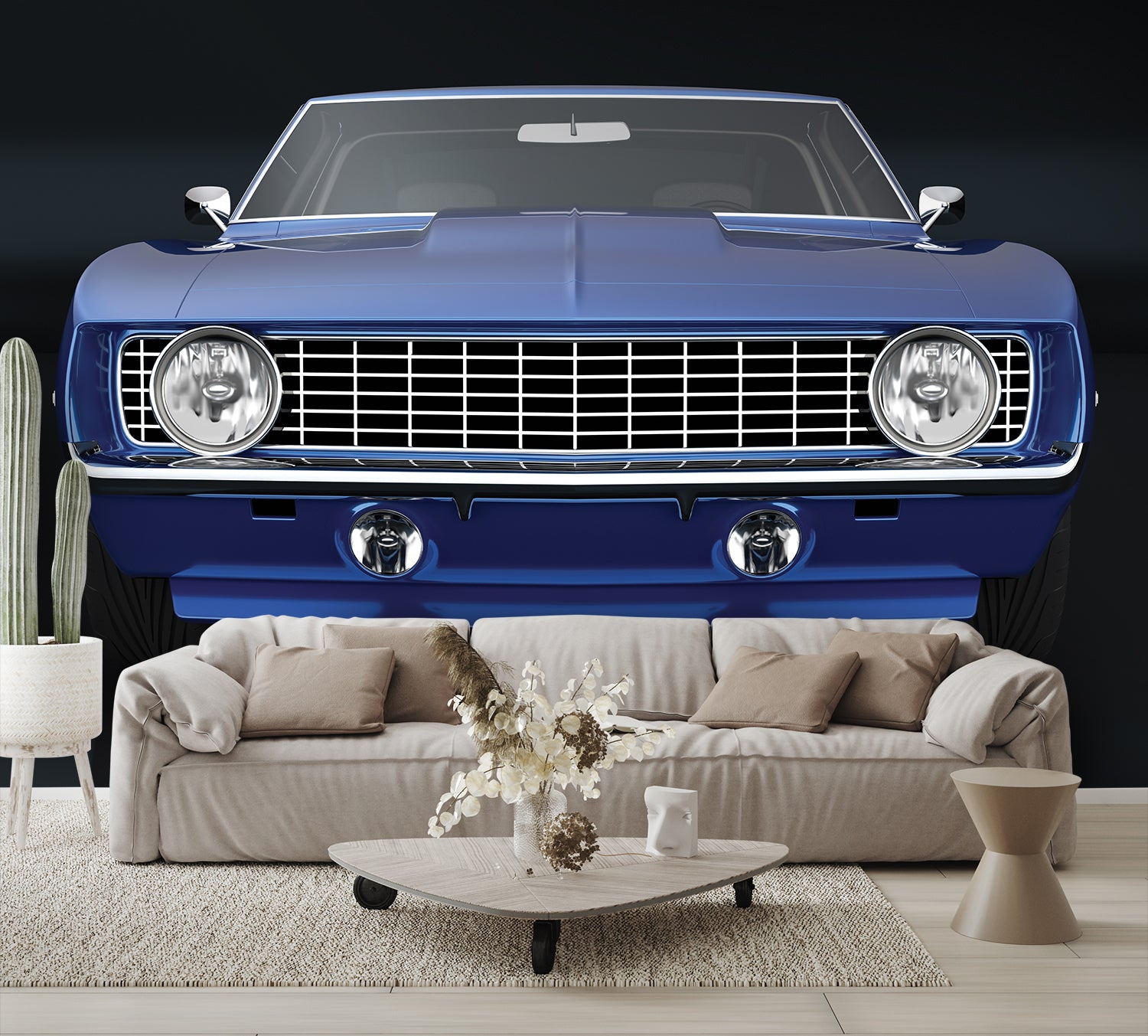 Car Art Blue Front Wall Mural