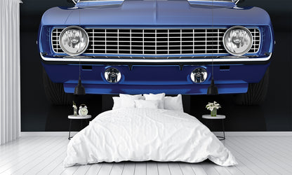 Car Art Blue Front Wall Mural
