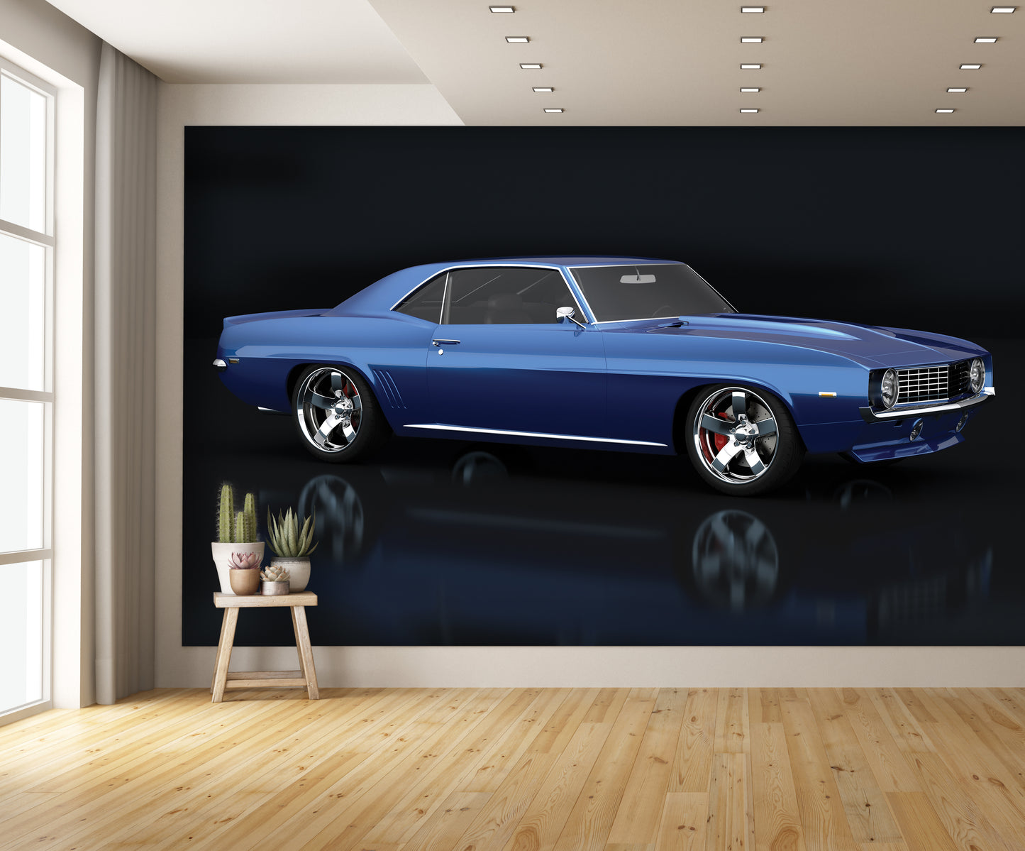 Car Art Blue Wall Mural
