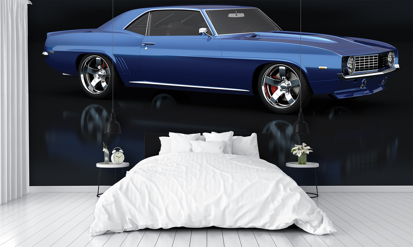 Car Art Blue Wall Mural