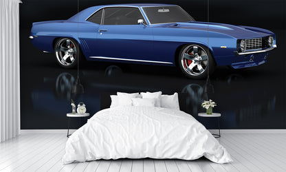 Car Art Blue Wall Mural