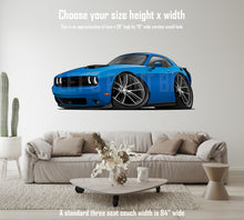 Car Art Blue Challenger Hot Rod Cartoon Wall Decal