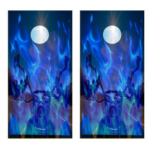 Motorcycle Blue Flames Corn Hole Wrap Decal Sticker