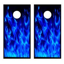Blue Flames Cornhole Decal Wrap for cornhole boards