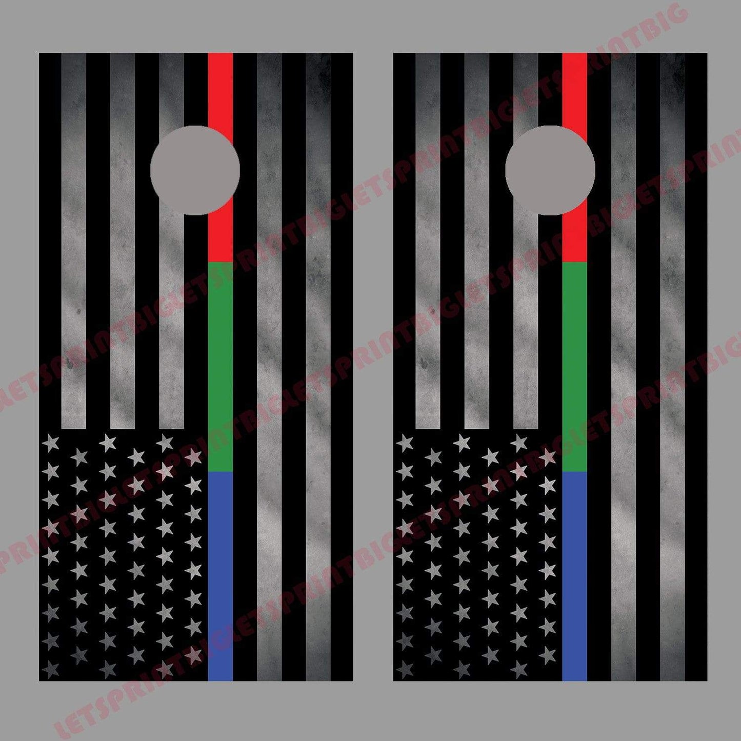 Thin Blue Green Red Line Flag American Corn hole Decal Wrap