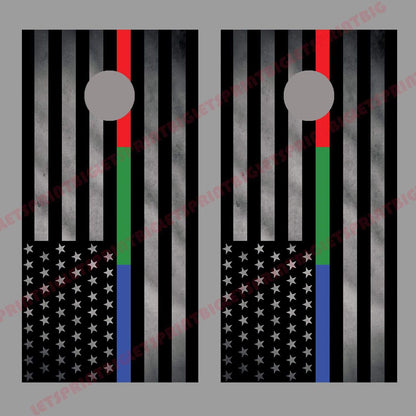 Thin Blue Green Red Line Flag American Corn hole Decal Wrap