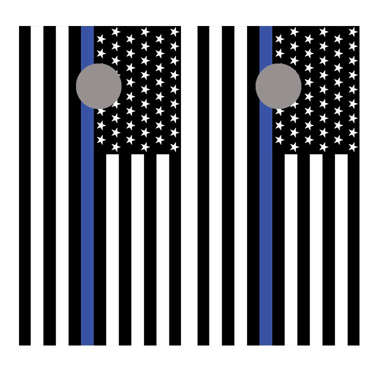 Thin Blue Line Cornhole American Flag Board Decal Wrap