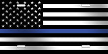 Thin Blue Line American Flag License Plate