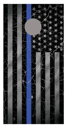 Blue Line Crackle American Flag Corn hole Board Decal Wrap