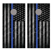Blue Line Crackle American Flag Corn hole Board Decal Wrap