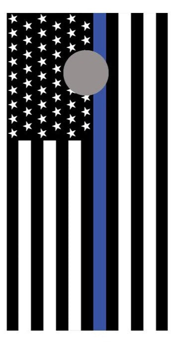 Blue Line Flipped American Flag Corn Hole Board Decal Wrap