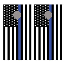 Blue Line Flipped American Flag Corn Hole Board Decal Wrap