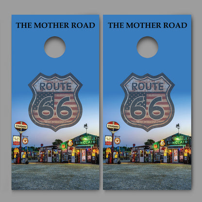 Route 66 Bob's Gasoline Alley Cornhole Board Decal Wraps