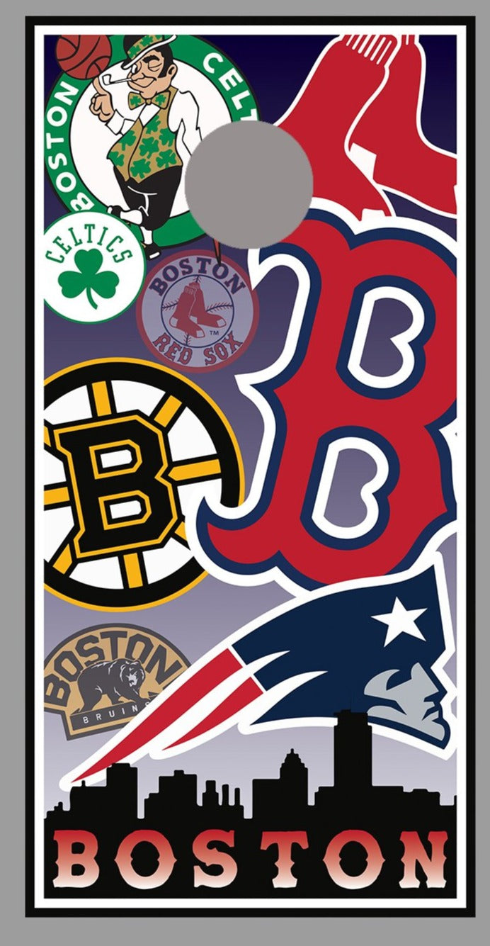 Boston Team Design CornHole Graphics Board Decal Wrap single