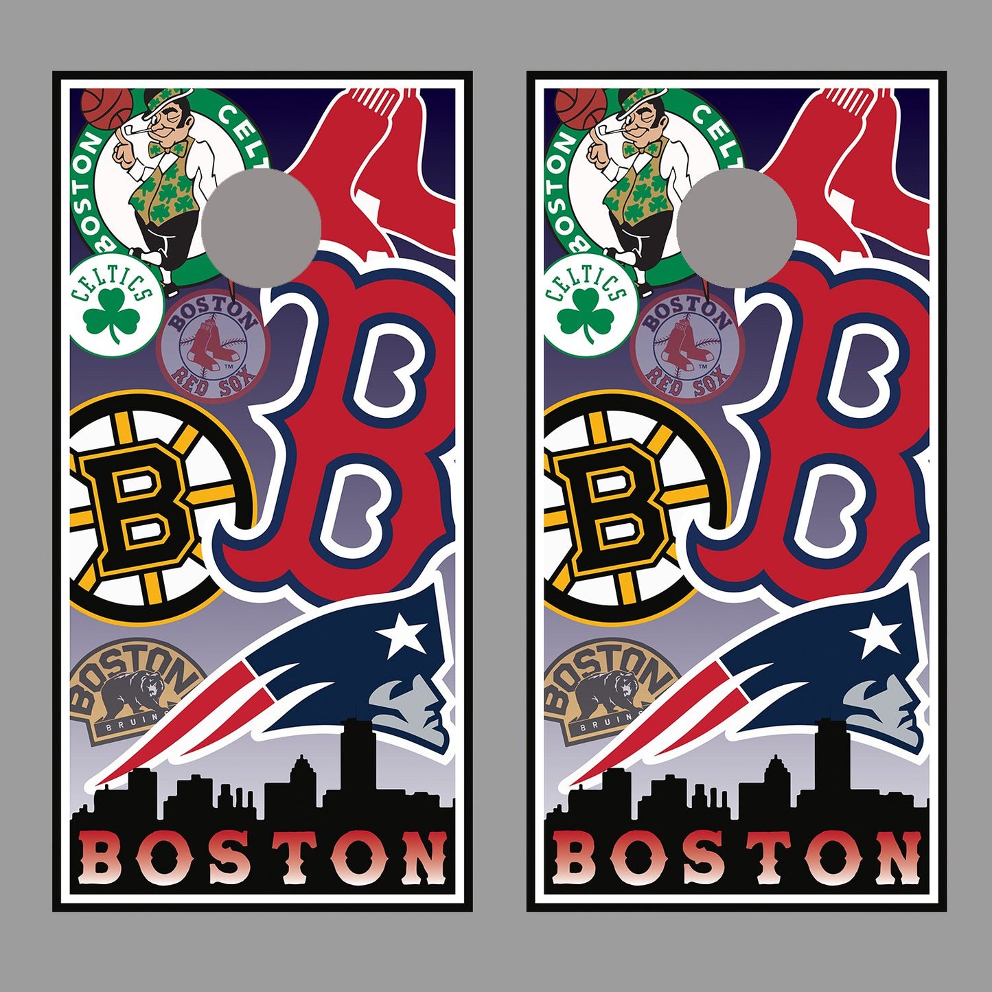 Boston Team Design CornHole Graphics Board Decal Wrap set