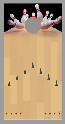 Bowling Lane Strike Black Corn Hole Board Decal Wrap
