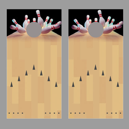 Bowling Lane Strike Black Corn Hole Board Decal Wrap