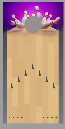 Bowling Lane Strike Purple with gutters Corn Hole Decal Wrap