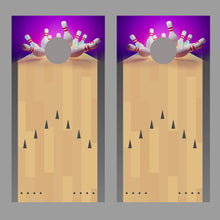 Bowling Lane Strike Purple with gutters Corn Hole Decal Wrap