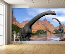 Brachiosaurus Dinosaurs in Water Wall Mural