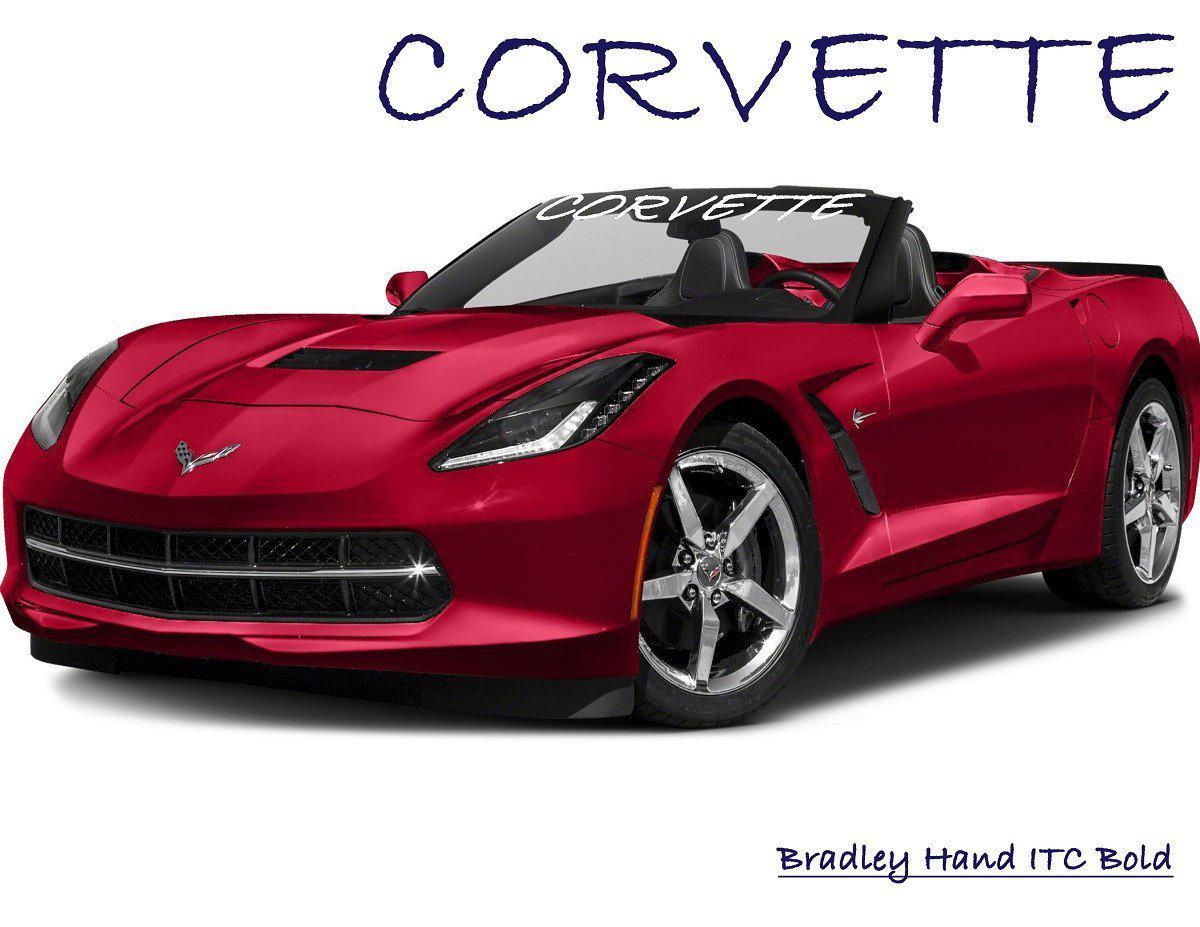 Windshield Decal "CORVETTE" Banner Visor Sticker Choose Your Font - Let's Print Big
