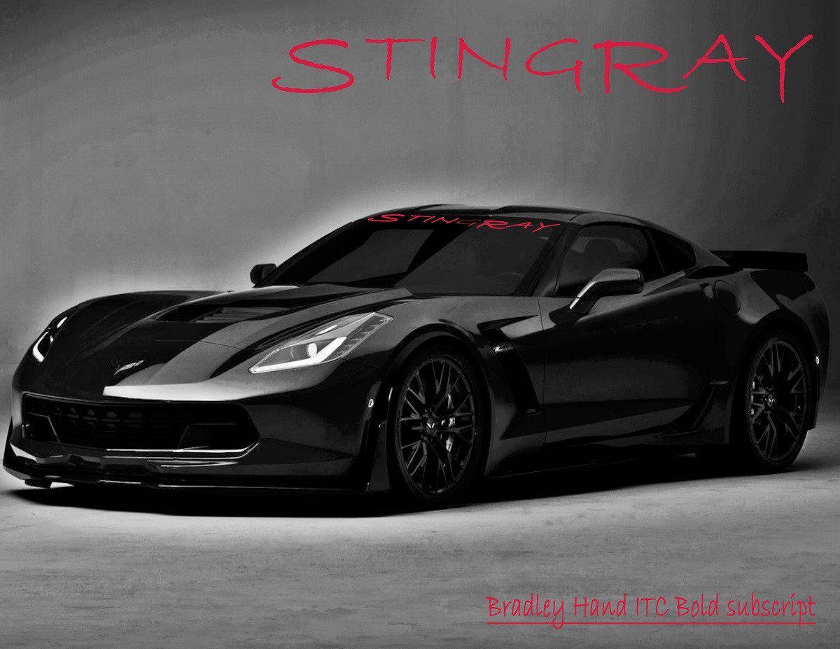 Windshield Decal "STINGRAY" Corvette Banner Visor Sticker Choose your font - Let's Print Big