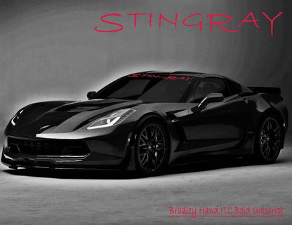 Windshield Decal "STINGRAY" Corvette Banner Visor Sticker Choose your font - Let's Print Big