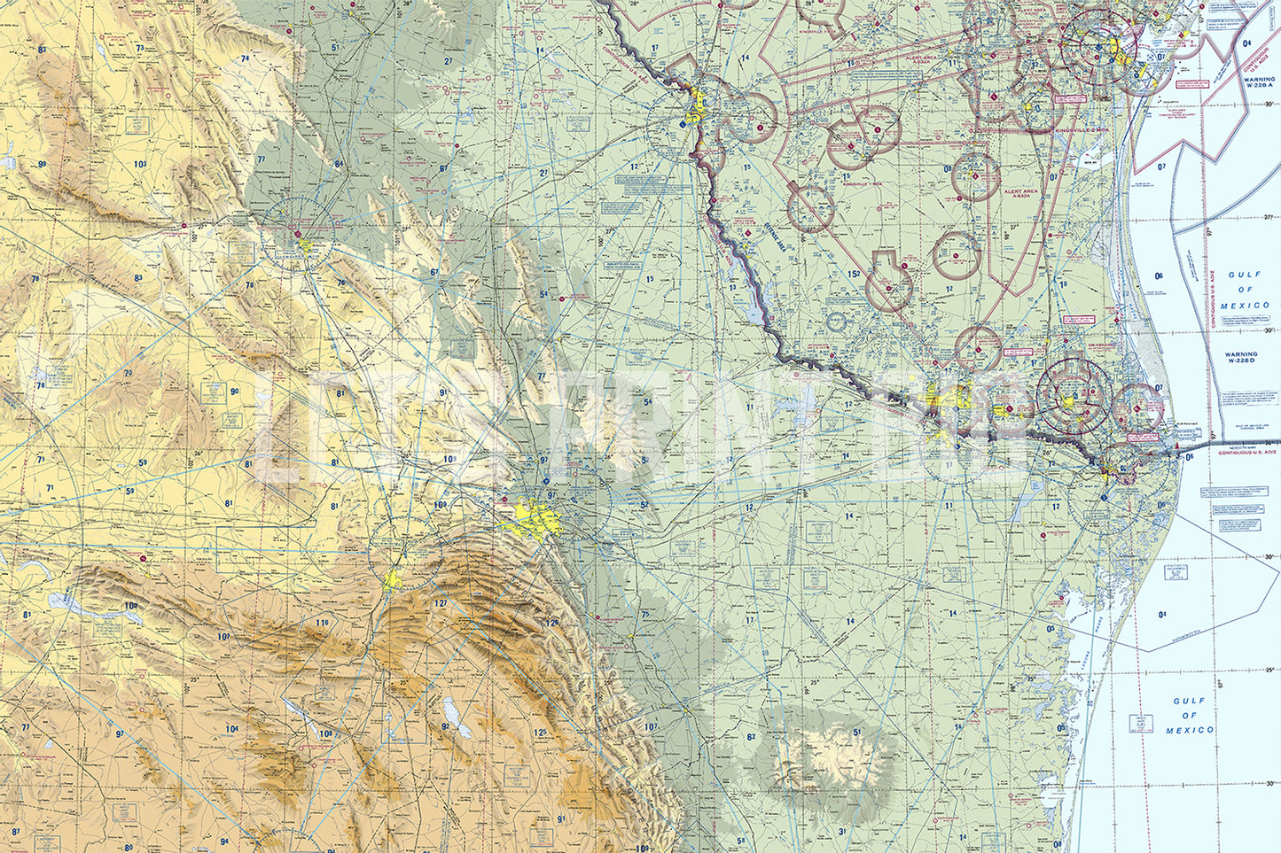 Aeronautical Chart Brownsville Wall Mural