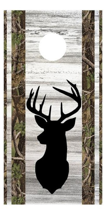 Buck Head Deer Silhouette Corn Hole Board Decal Wrap