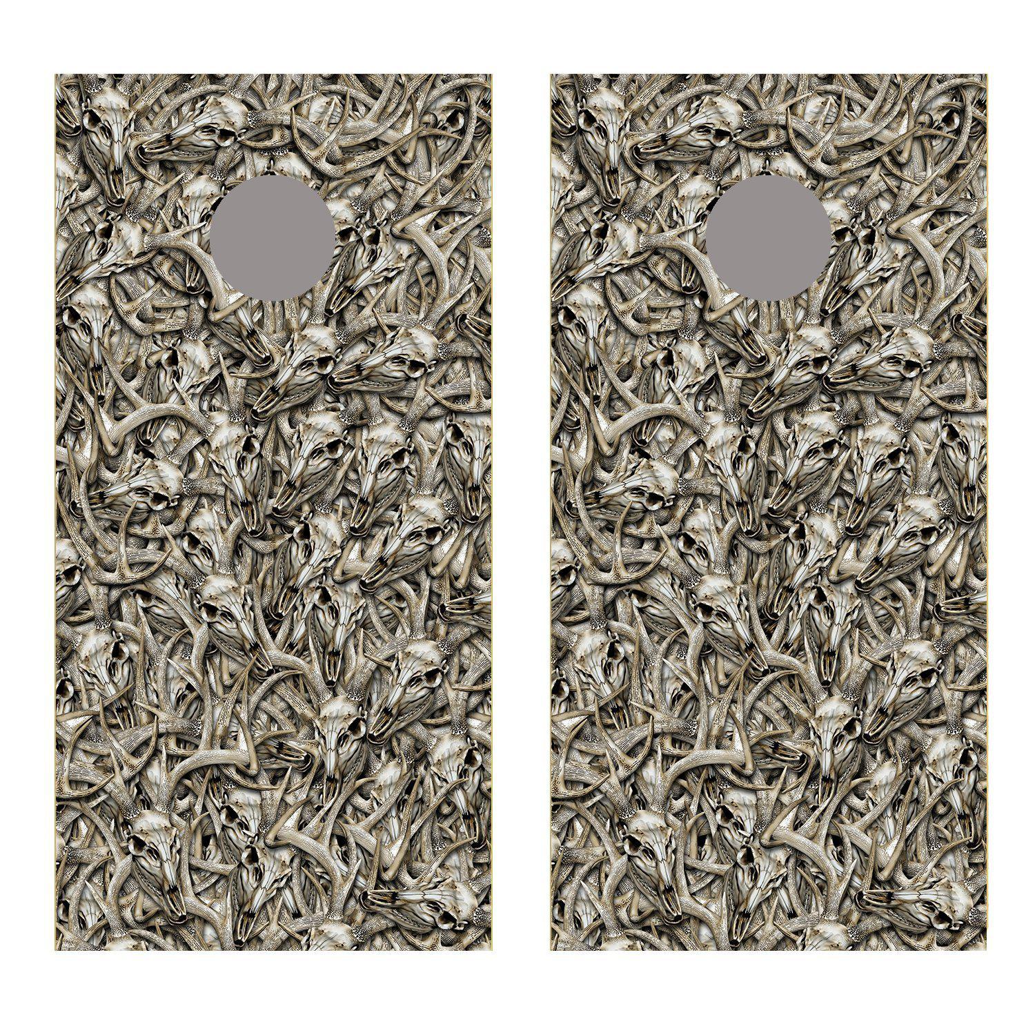 Buck Skull Pile Desert Camo Cornhole Board Decal Wraps