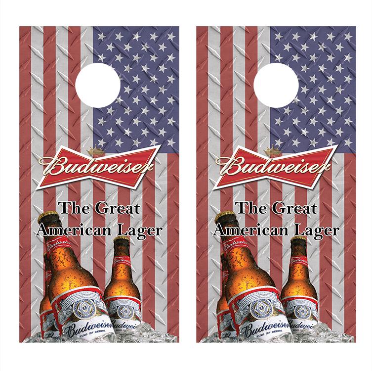 Budweiser Flag Bottle Design corn hole board decal wrap