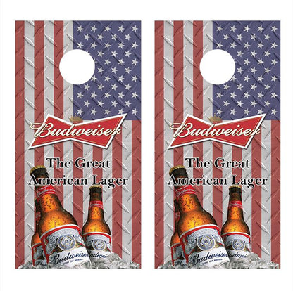 Budweiser Flag Bottle Design corn hole board decal wrap