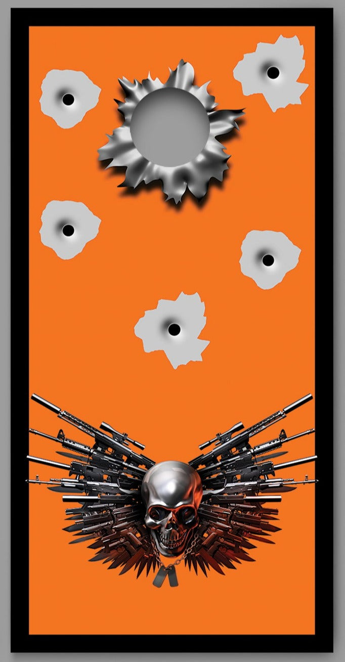 Bullet Hole Skull Design Cornhole Board Decal Wraps