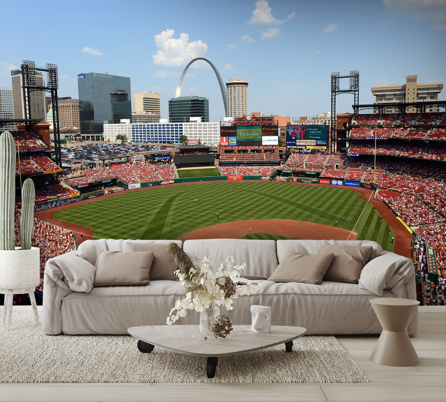 Busch Stadium Baseball Diamond St Louis Cardinal Wallpaper living room couch