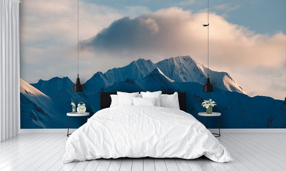 Bush Plane Flies Over Alaska Mountains Wall Mural