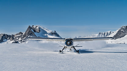 Bush Plane Skii's Landing Snow Glacier Wall Mural