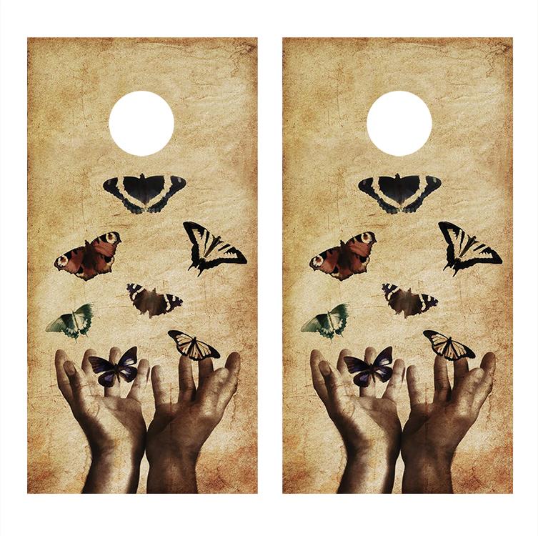 Butterflies Cornhole Board Decals Bean Bag Toss