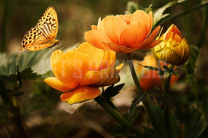 Butterfly Flowers Custom Designed Wallpaper