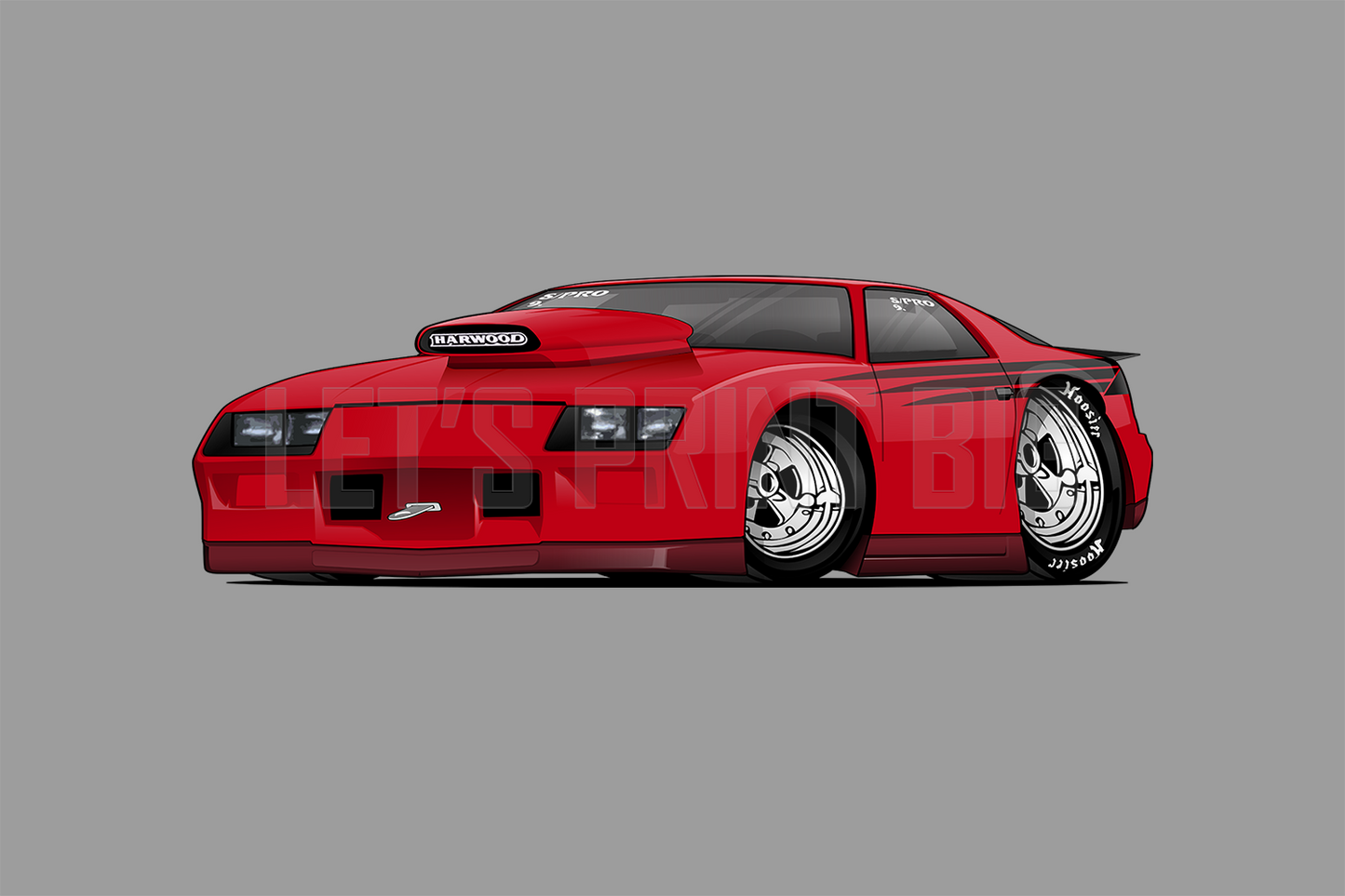 Car Art 3rd Generation Camaro SS Drag Car Hot Rod Cartoon Wall Decal