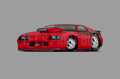 Car Art 3rd Generation Camaro SS Drag Car Hot Rod Cartoon Wall Decal