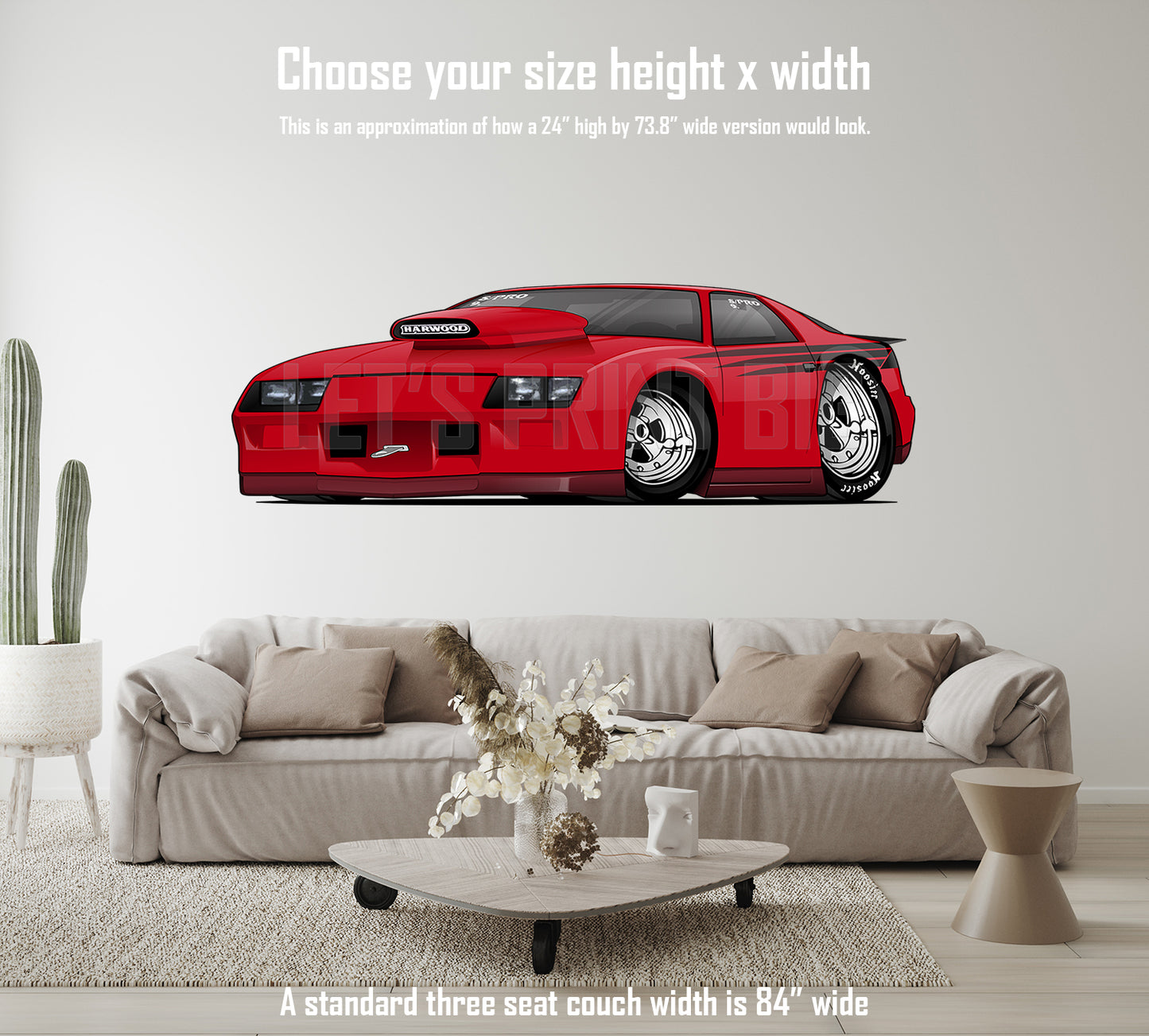 Car Art 3rd Generation Camaro SS Drag Car Hot Rod Cartoon Wall Decal