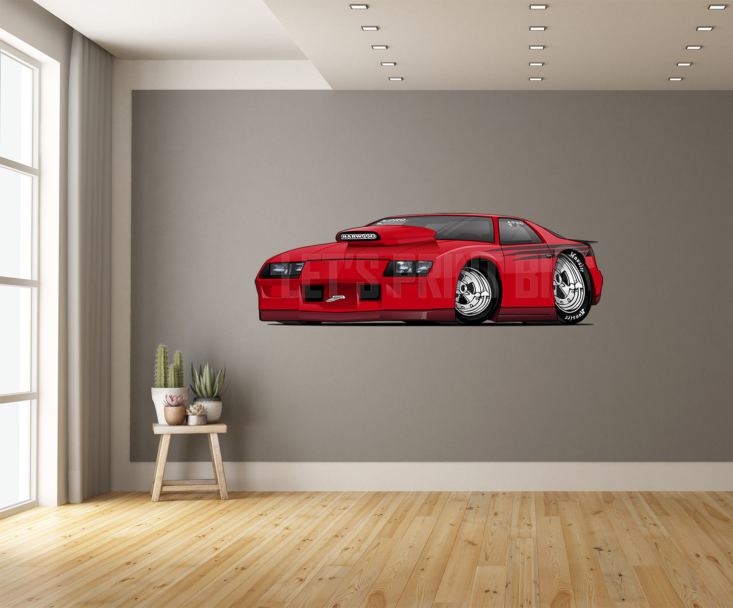 Car Art 3rd Generation Camaro SS Drag Car Hot Rod Cartoon Wall Decal