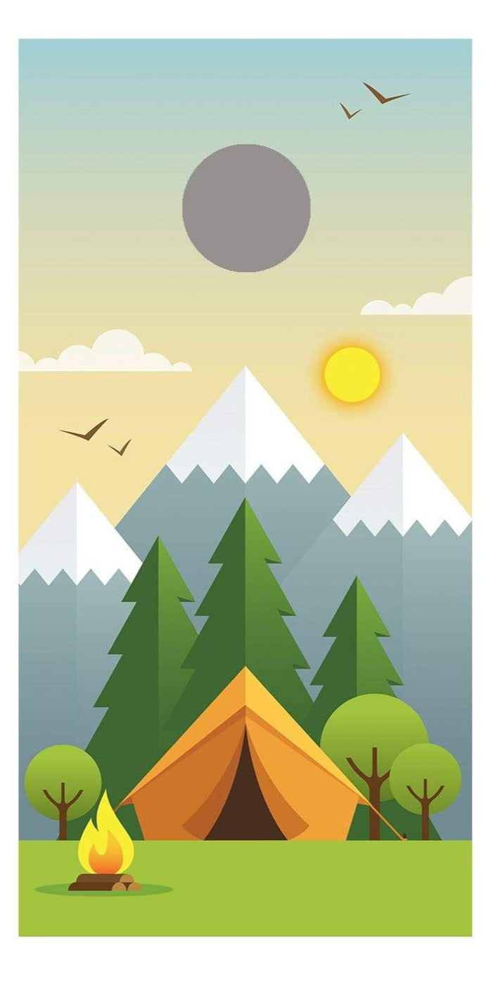 Camping Day and Night Corn Hole Board Decal Wrap