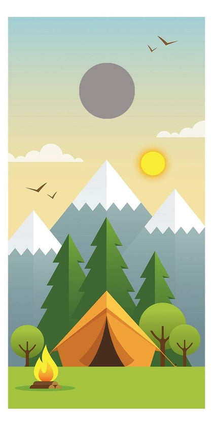 Camping Day and Night Corn Hole Board Decal Wrap